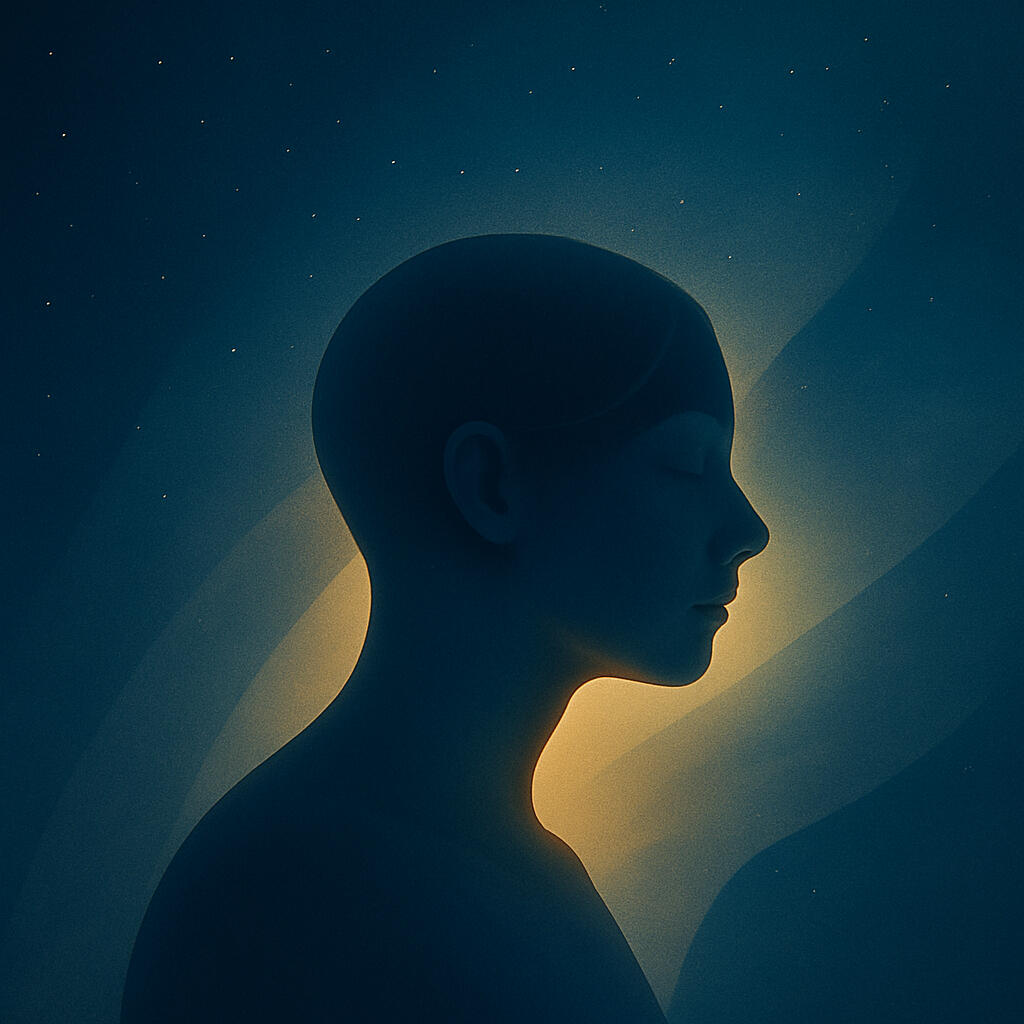 Chaque nuit je grandis — Couverture du podcast Visuel de couverture du podcast Chaque nuit je grandis, silhouette apaisée sous un ciel étoilé